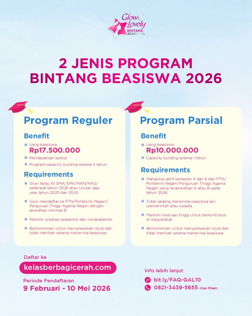 Glow & Lovely Bintang Beasiswa 2026 Wujudkan Perempuan Indonesia Berprestasi dan Berdampak Nyata