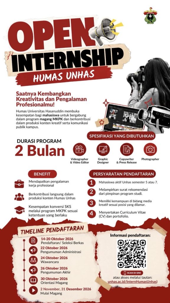 Daftar Magang Humas Unhas dan Kembangkan Kreativitasmu!